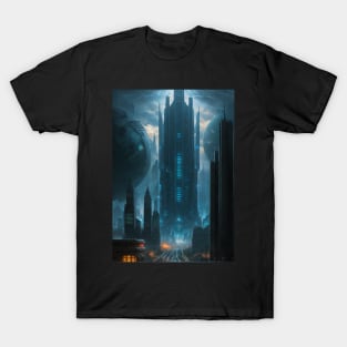 Railway of a Futuristic Dystopian City T-Shirt